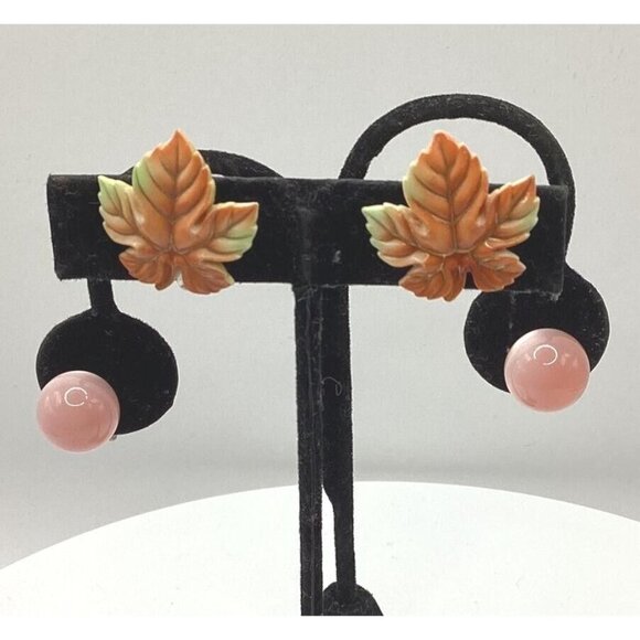 1950-60s Sterling Earrings Vintage 7 Pr Lot-Copper Porcelain Lucite Estate Find - Picture 3 of 9